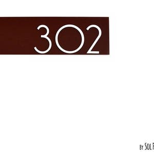 Interior Modern Number Plague - Brown with White Acrylic - Contemporary Home Number Sign - Apartment door number - Hotel Room number