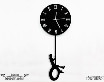 Boy Swinging on tire - Pendulum Wall Clock