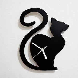 Cat Waiting Silhouette - Wall Clock
