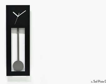 Design résolument moderne - pendule grand-père moderne - horloge murale / horloge de table - cadre noir à personnaliser / pendule en béton (la photo principale)