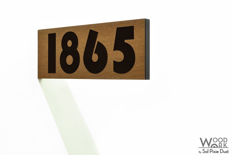 Modern House Plaque Housewarming Gift Laser Engraved Sign Personalized Address Plaque Custom Number Sign Bauhaus Font Numbers