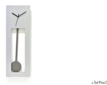 Design franchement moderne – Pendule grand-père – Horloge murale/horloge de table – Personnaliser le cadran argenté en aluminium/pendule en béton (photo principale)