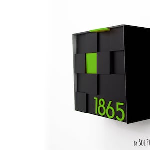 Mailbox with 3d Black Acrylic Face, Aluminum Black Body and Green numbers, Custom Mailbox, Modern Style, Wall Mounted Mailbox, Type 1
