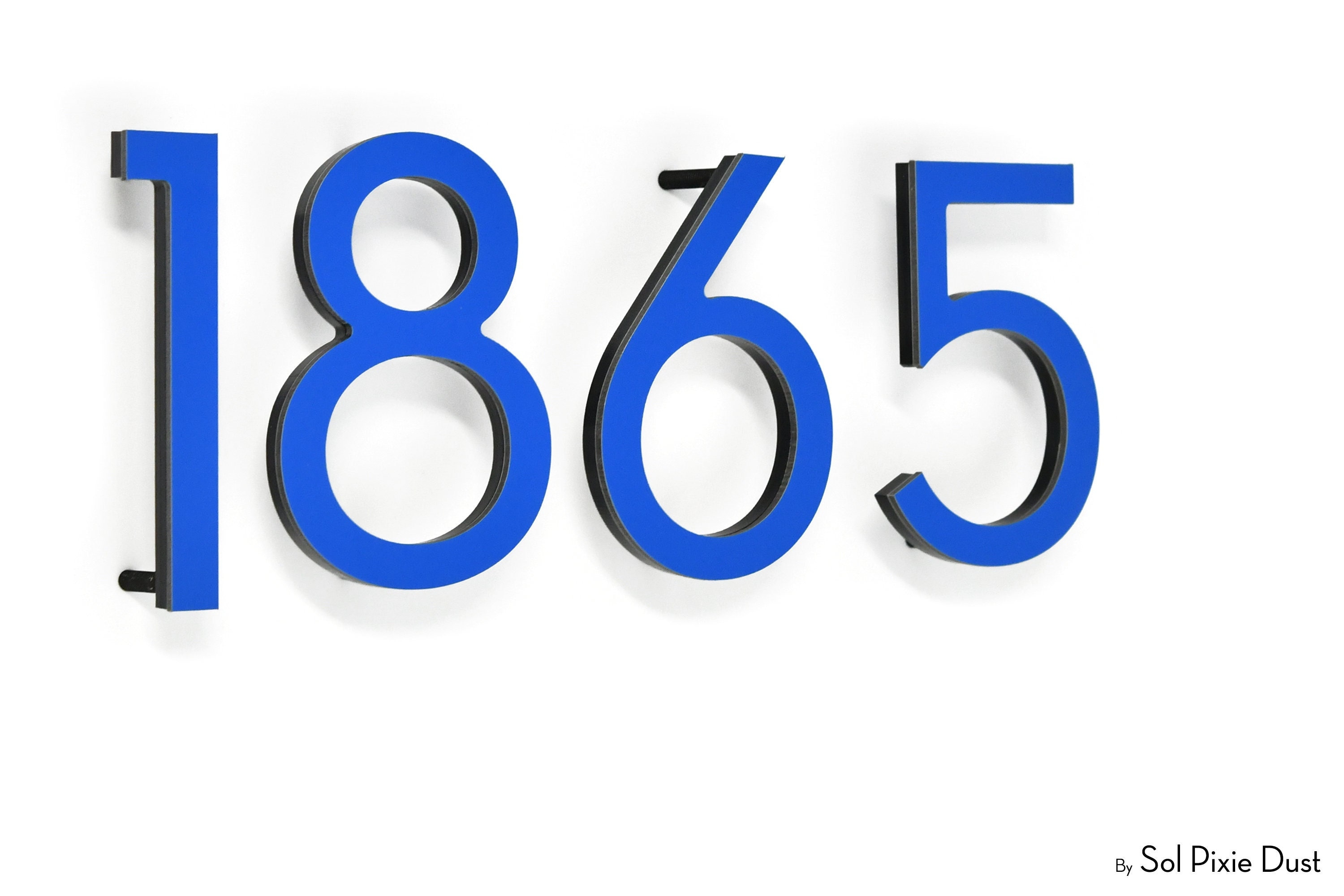 Modern House Numbers Letters - Blue Aluminum - Mailbox Numbers