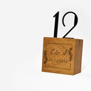 Modern Table Numbers - Square Wooden Stand - Custom Wedding Decor- Table Numbers Wedding Acrylic - Minimalist Table Sign - Monogram