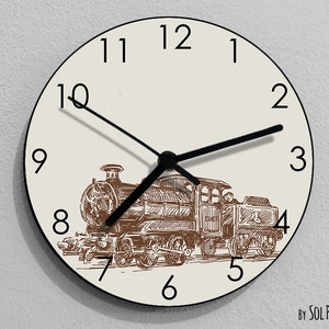 Train Wall Clock - Kids Nursery Room, Teens Room, Baby Room  - Wall Clock