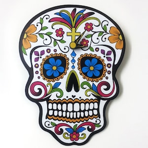 White Sugar Skull - Day of the Dead -Dia de Los Muertos - Calavera - Wall Clock