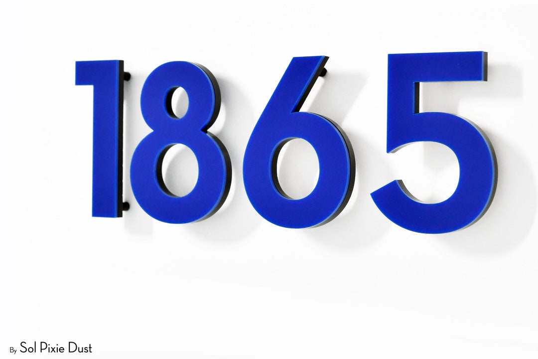 Modern House Numbers Letters Navy Blue Acrylic Mailbox - Etsy