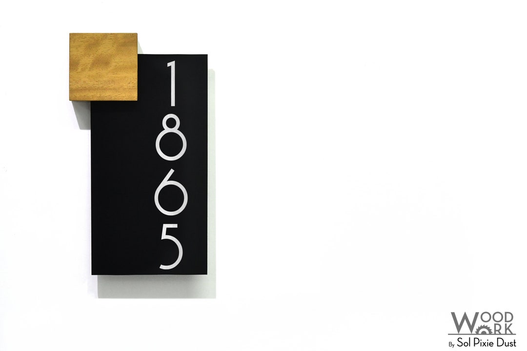 Modern Wall Hanging Number Sign - Black Aluminum (ACP), Fiber Laser ...