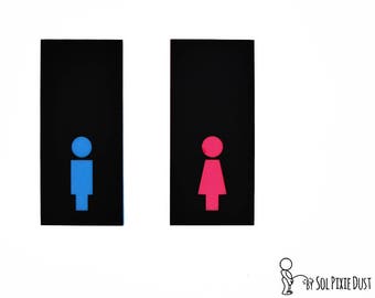 Gents & Ladies Set of two Bathroom Sign - Modern Restroom Signs - Funny WC Signs - Men / Women - Office Restroom Signs - WC Signage