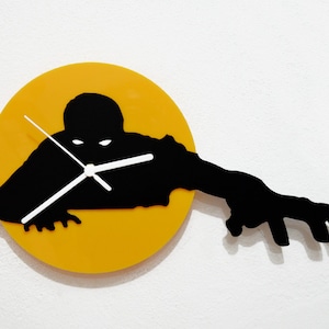 Night of the Living Dead Zombies Get Out of the Grave - Black & Yellow Silhouette - Wall Clock