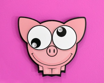 Funny Pig - Moving eyes Wall Clock