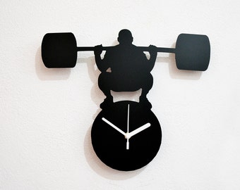 Mr Universe Weight Lift Silhouette - Horloge murale