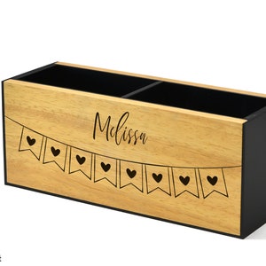 Wooden Pen Holder - Desk Organizer - Table Decor - Personalized Pencil Holder - Tool Organizer - Custom Name - Gift for Her - Gift for Him