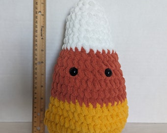 Crochet Candy Corn Plushie: Halloween Fall Decor, 12-inch