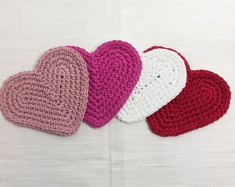 Valentine's Day Heart Coasters/Crochet**MADE TO ORDER**