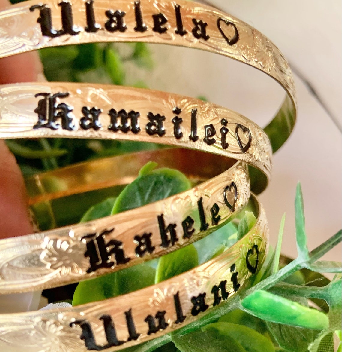 8mm Hawaiian Bracelet Gold Filled 10 LETTERS Lightweight Etsy