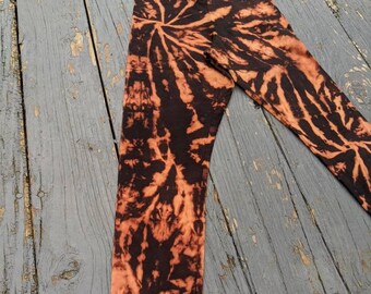 Free shipping. Bleach dye reverse tie dye black leggings extra small comfortable ankle length boho bean hippie hippy festival fashion hike