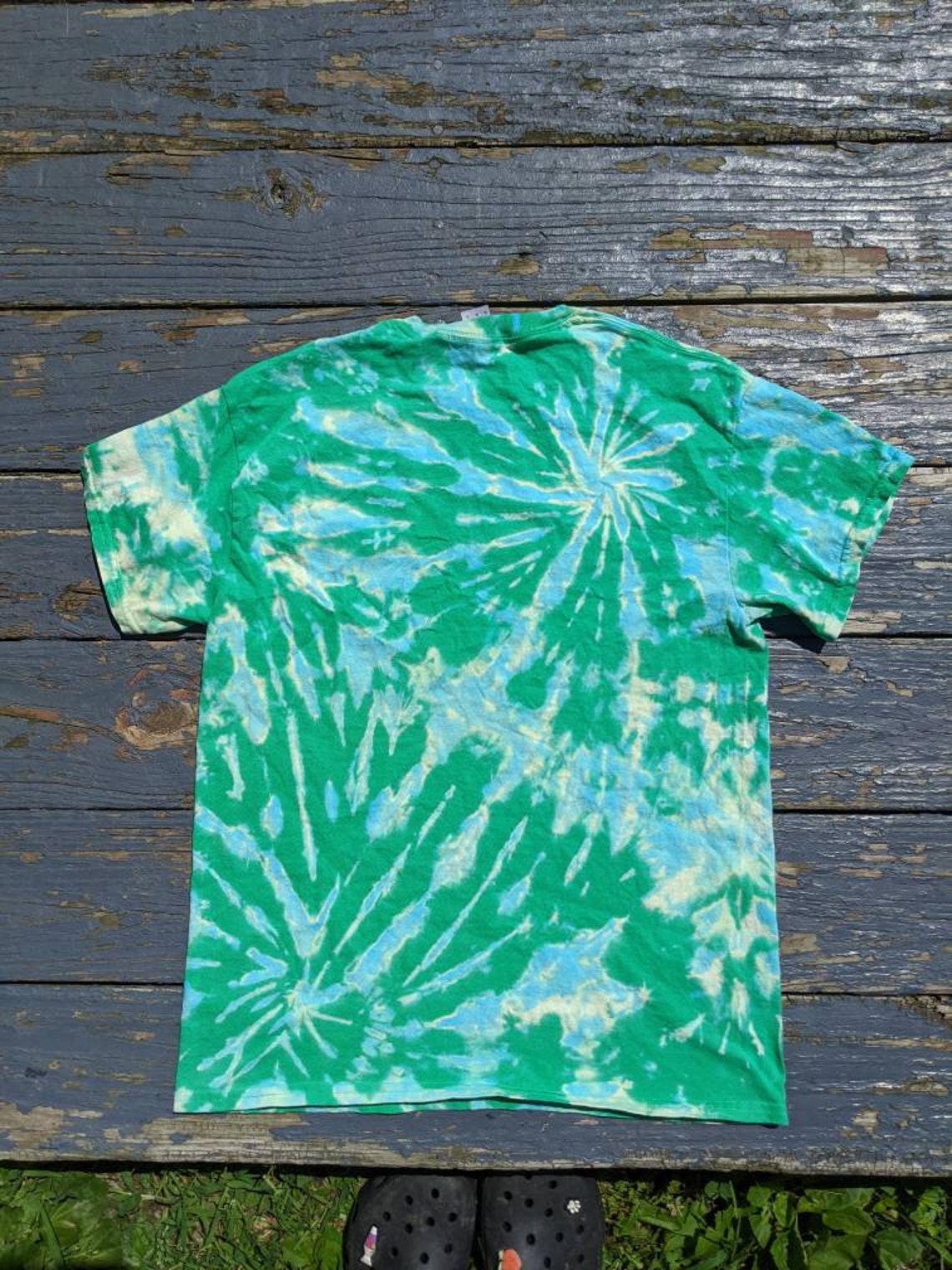 Green Tie Dye Bleach Dye Reverse Dye Acid Dye Short Sleeve - Etsy