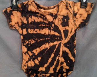 Baby girl baby boy infant crawler baby onsie boho bean 12 month 6 month black bleach dye tie dye soft cotton button clasp hippie ships free