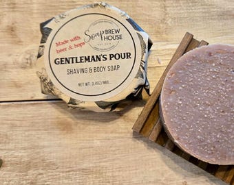 Gentleman's Pour Shaving & Body Beer Soap, shaving puck, stocking stuffer for him