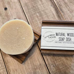 Rustic Brown Wood Soap Dish, Farmhouse Soap Tray, Water-Resistant Finish Bild 2