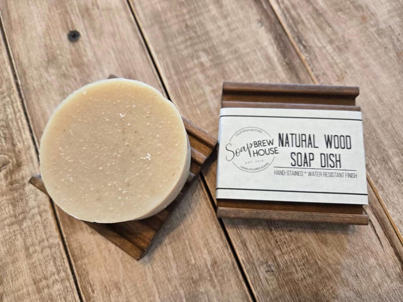 Rustic Brown Wood Soap Dish, Farmhouse Soap Tray, Water-Resistant Finish Bild 2