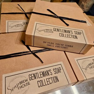 Coffret cadeau de savon pour homme, cadeau de toilettage pour homme, lot de trois savons avec porte-savon en bois image 8