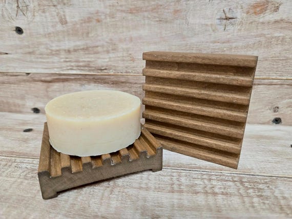 Rustic Brown Wood Soap Dish, Farmhouse Soap Tray, Water-Resistant Finish