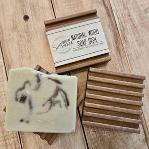 Rustic Brown Wood Soap Dish, Farmhouse Soap Tray, Water-Resistant Finish Bild 4
