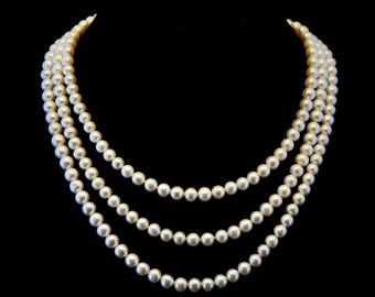 Long Pearl Necklace, Genuine Pearl Necklace, 60 Inches, AAA Pearl Necklace, Opera Pearl Necklace, Pearl Necklace