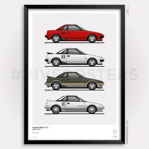 Toyota MR2 AW11 Evolution Poster 3 COLOUR OPTIONS