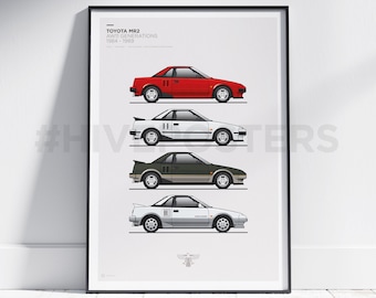 Toyota MR2 AW11 Evolution Poster 3 COLOUR OPTIONS