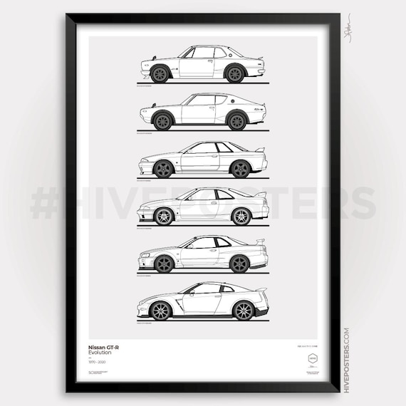 NISSAN SKYLINE 2000GT-R　ポスターカレンダー60×90 Nissan Skyline GT - R Generations Evolution Poster - Etsy New Zealand