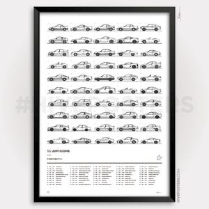 50 JDM Icons Japanese Car Poster