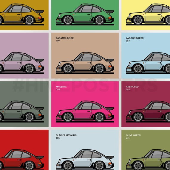 Porsche 911 Turbo PTS Paint to Sample Colour Swatch Poster - Etsy