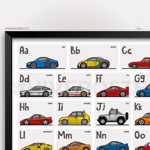 Car Alphabet Poster: Nursery ABC Wall Art Featuring 26 Vehicles - Etsy