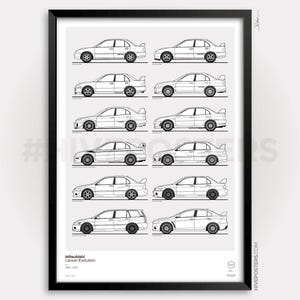 Plakat Mitsubishi Evo Generations