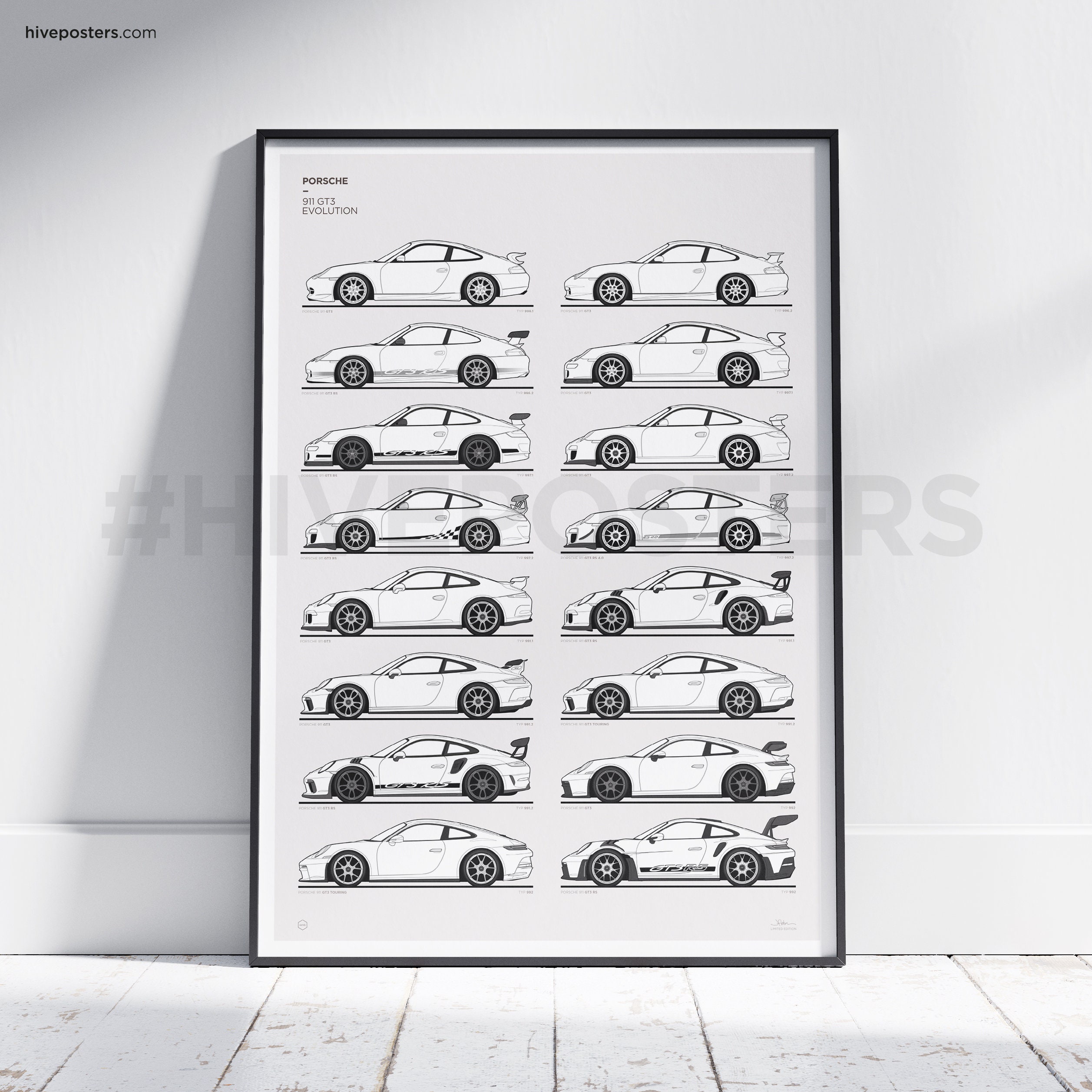 Porsche 911 RS White Limited Poster