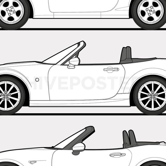 Mazda MX5 Miata Poster Generations Evolution - Etsy