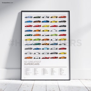 Supercar Poster - 50 Greatest supercars
