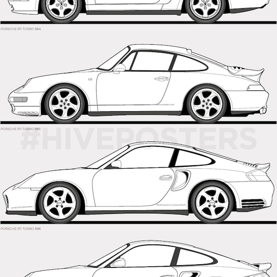 Porsche 911 Turbo Poster - Evolution Generations Timeline - Etsy