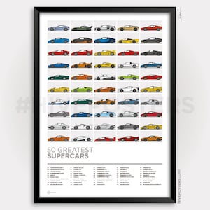 Supercar Poster - 50 Greatest supercars