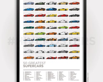 Supercar Poster - 50 Greatest supercars