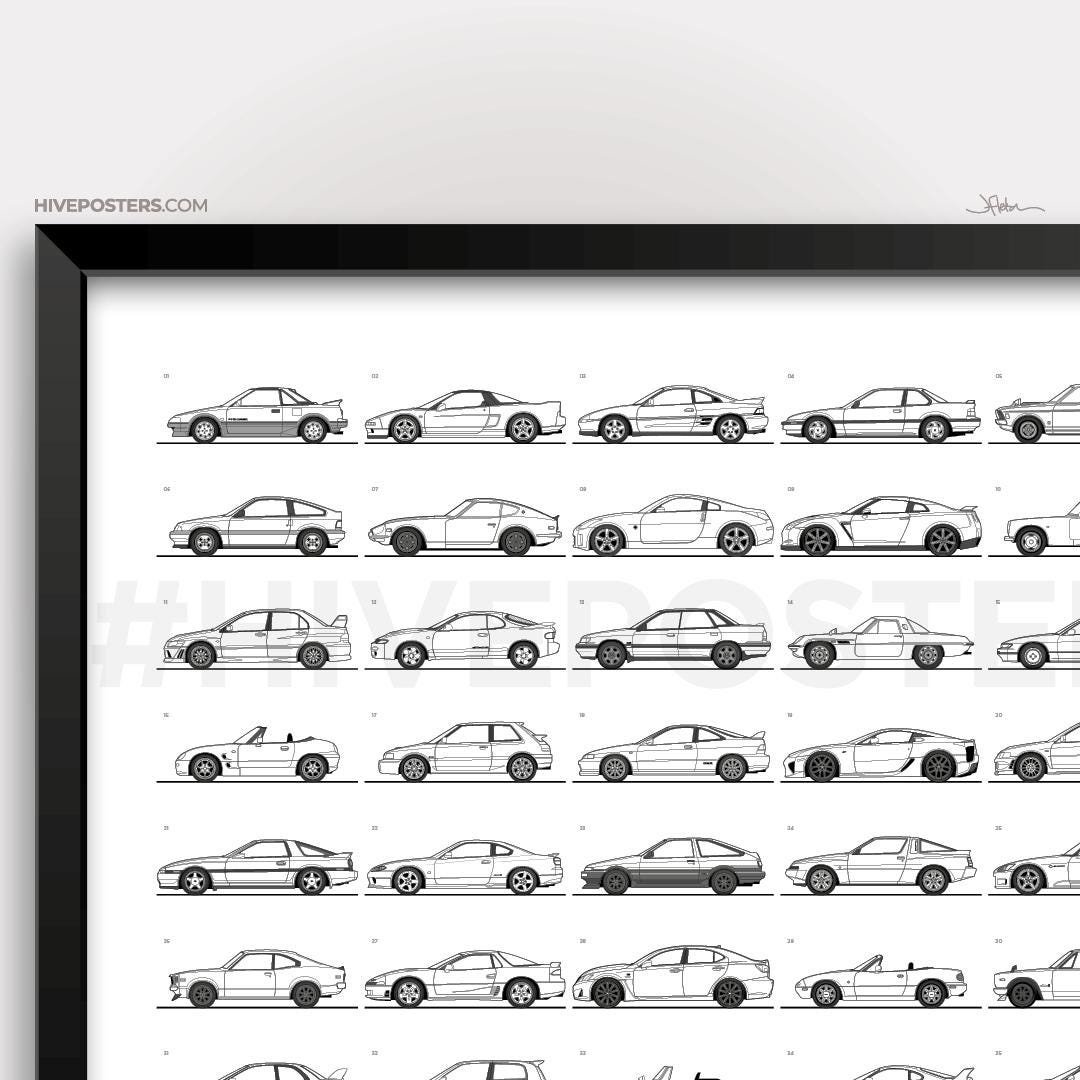 Jdm Cars Icon 50 JDM Icons Japanese Car Poster - Etsy