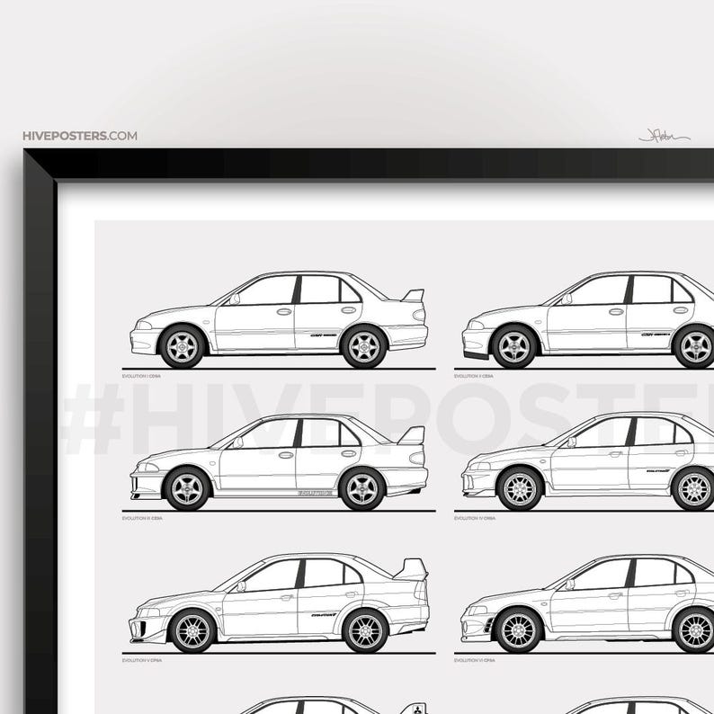 Mitsubishi Evo Generations Poster - Etsy