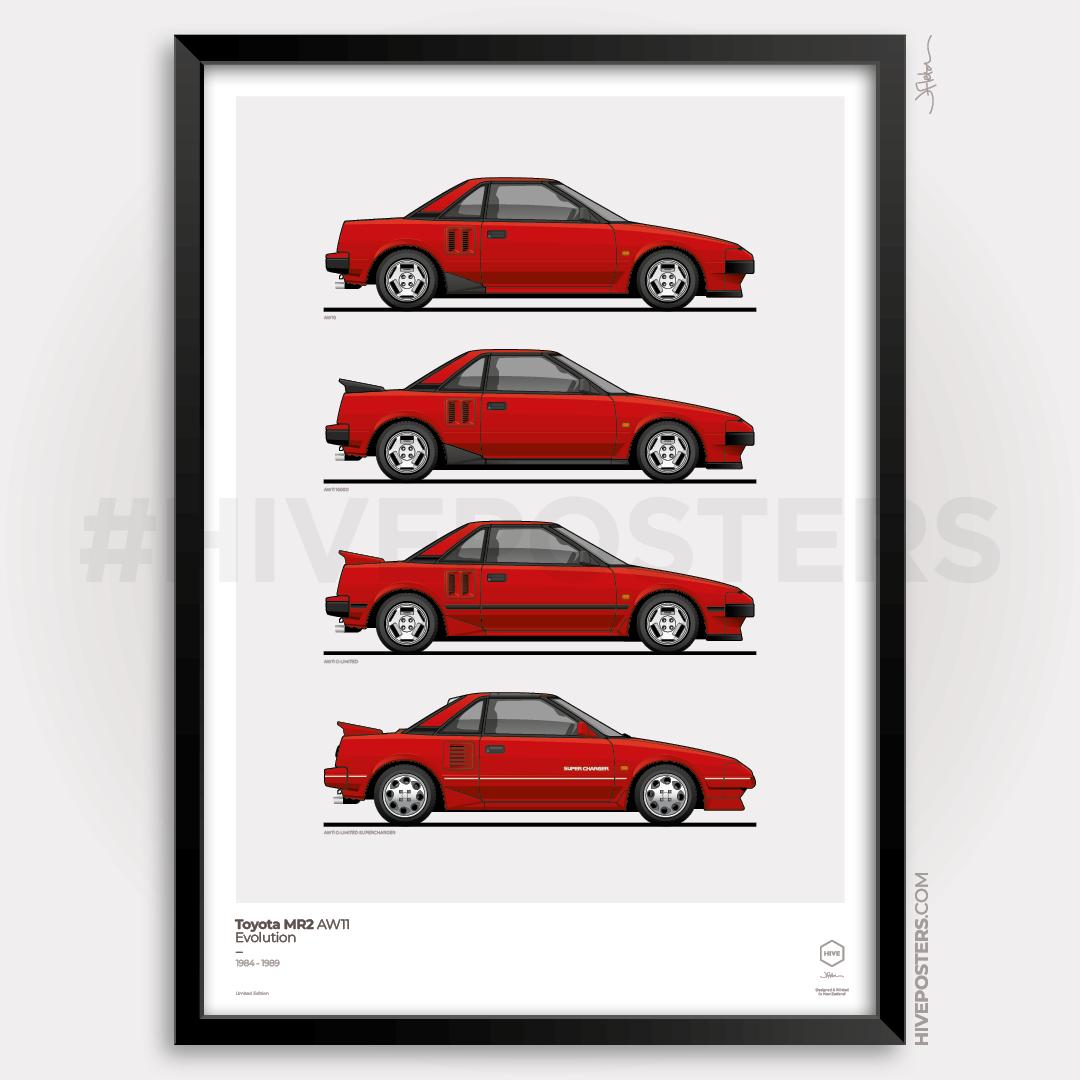 Toyota MR2 AW11 Evolution Poster 3 COLOUR OPTIONS - Etsy