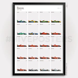 Schumacher F1 Cars Poster Formula 1 History