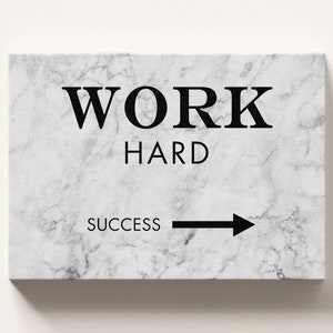 Work Hard - Success Quote Poster, Motivational Sign, Inspirational Wall Art Print, Gift Idea, Wrapped Canvas Ready to Hang