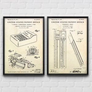 Accounting Wall Art: Calculator & Accountant&#39;s Ruler Patent Posters, Accountant Gift, Office Vintage Decor, Set Of 2 Prints